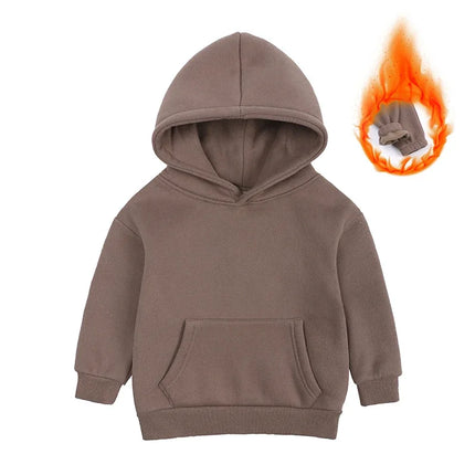 2026 Custom Winter Kids Boys Girls Clothes Children Hoodies Soild Cotton Thicken Fleece Sweatshirts Toddler Sport Pullover Top