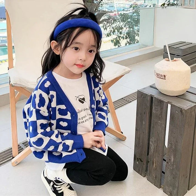 2023 Spring Autumn Girls Jumpers Love Khaki Toddler Boys Tops Sweater Cardigan Children's Sweater Children Clothing Baby-clothes