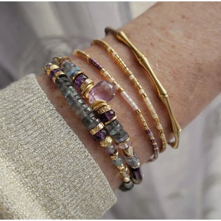 Amethyst and Labradorite Jewelry Semi-Precious Stone Bracelet Beaded Bracelet for Women