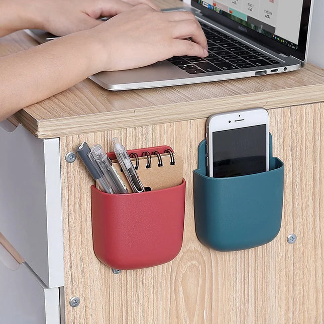 Wall Mounted Storage Box Mobile Phone Plug Holder Stand Rack Remote Control Storage Organizer Case For Air Conditioner TV