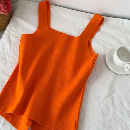 Women's Knitted Slim Fit Vest Summer 2025 Svel Top Single Button Design Versatile Inner and Outer Wear Commute Sle