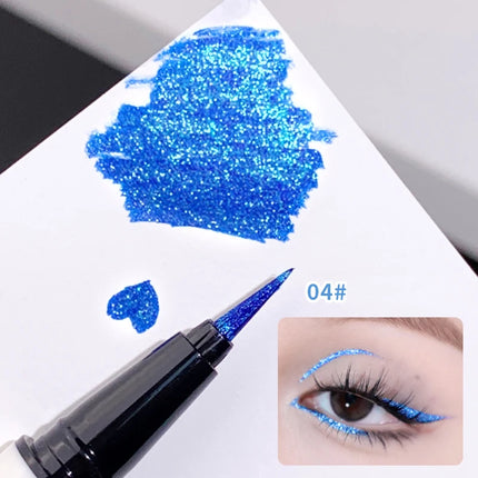 Liquid Aurora Blue Shiny Eye Liner Pen Glitter Phosphorescence Pigment Waterproof Shimmer Sparkling Eyeliners Diamond Eye Makeup