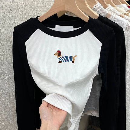 Girls Pure Cotton Long Sleeve T-shirt Spring Autumn Base Layer Shirt Inner Wear Children's Clothing Casual Slim Fit Round Neck