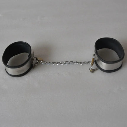 BDSM bondage restraints stainless steel silicone hand ankle cuffs sex toys for couples bed bondage chastity handcuffs