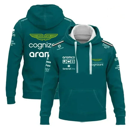 Aston Martin Fernando Alonso Men's Women's Hooded Zip-Up Sweatshirt, Essential for Racers, Spring/Summer 2026 Collection