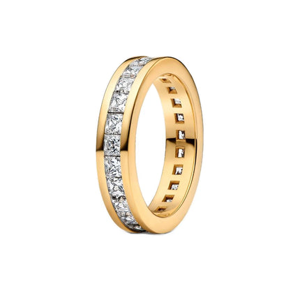 fashion 925 Sterling Silver Oval Cut Zirconium&Heart-Shaped&Double Ring&Bubble Bead Ring Golden Temperament Jewelry