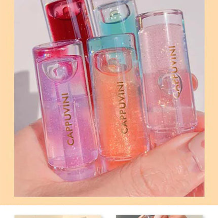 Cappuvini Ice Stick Shape Lip Oil Balm Transparent Texture Moisturizing Hydrating Luminous Lips Long-Lasting Moisture,