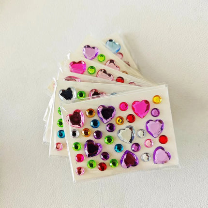 10 pieces of Mini Heart Diamond sticker Plum Blossom Star color acrylic flower sticker make-up eye patch children