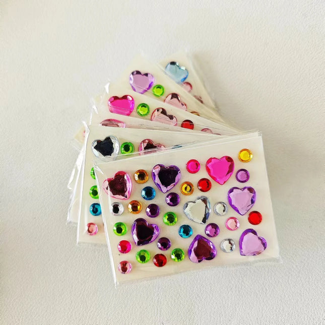 10 pieces of Mini Heart Diamond sticker Plum Blossom Star color acrylic flower sticker make-up eye patch children