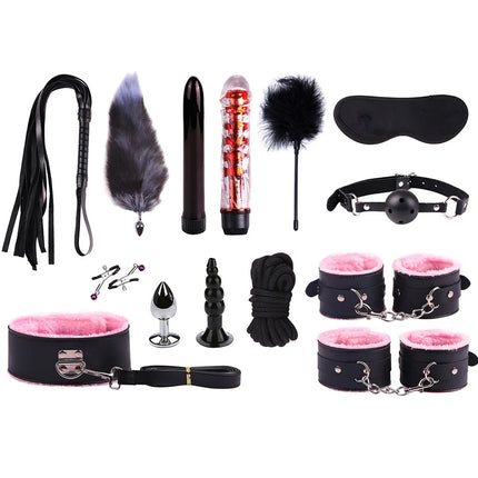 23PCS BDSM Bondage Set Handcuffs Ball Gag Whip Anal Plug Vibrator Egg Sex Toy for Women Men Couples Fetish Slave Role Play Kit