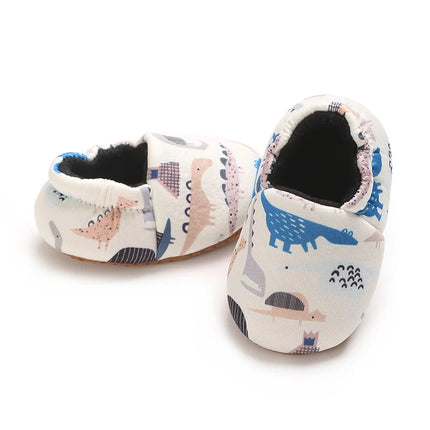 Cartoon Animal Pattern Newborn Baby Shoes Boys Girls 0-18M Slippers Soft Sole Non-slip Crib First Walker Winter Warm Booties