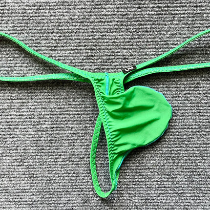 Men's Ice Silk Low-Waist Thong Underwear with Thin Straps Sexy Large Bag Briefs New Arrival  Men's Underwear