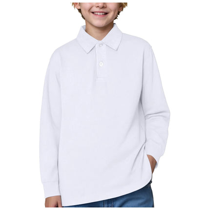 2-17 Y Boys POLO Shirt Teenagers Long Sleeve T-Shirt Children's Cotton School Girls Lapel Tops Solid Color Shirts Kids Clothes