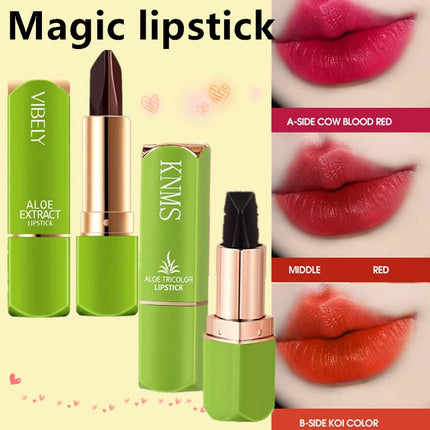 Magic lipstick winter Moisturizing Changing 3 colors Lip Balm Natural Aloe Vera Long Lasting Lipstick for Women Color-Shifting M