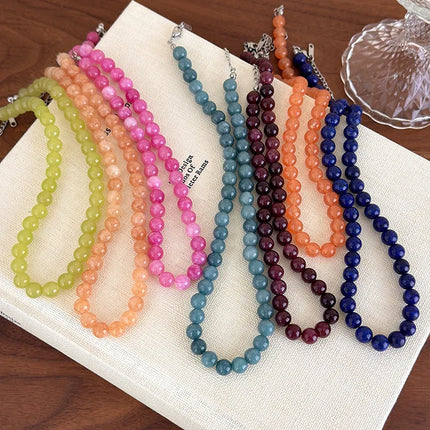 Trendy Simple Colorful Natural Stone Bead Choker Necklace 2026 Fashionable Aesthetic Accessory Accessories For Women
