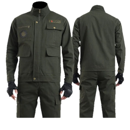 Thickened Work Uniform Set for Men Spring Autumn Auto Repair Welding Heat Resistant Wearable Labor Protection Clothing for Co...