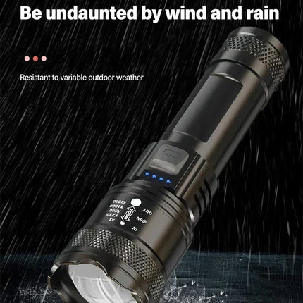 Powerful Flashlights Type C Rechargeable Zoom Torch Light High Power LED Flashlight Built-in Battery For Camping Emergency Lamp