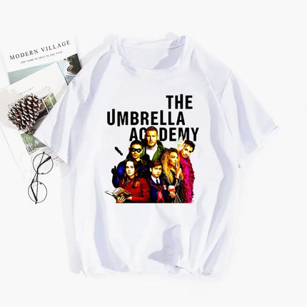 Umbrella Academy Printed Short Sleeve T-Shirt Women's Fashion Cross-Border Modal Material Crew Neck Floral Patchwork Wish EBay