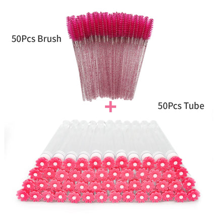 10/50Pcs Eyelash Brush Tubes With Crystal Lash Mascara Wands Eyebrow Comb Spoolies Container Lash Brush Applicators Makeup Tools