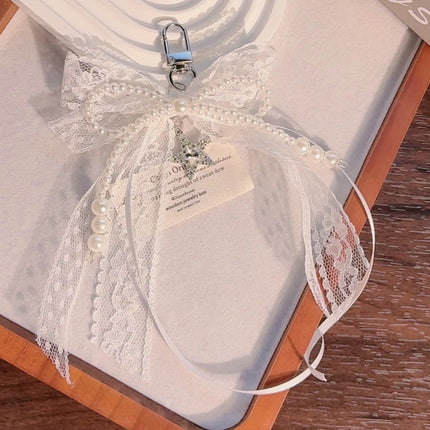 Lace bow Keychain Hollow Red Ribbon Cherry Y2k Fashion Design Charm Delicate Backpack Key Chain Valentine's Day Gift Accessories