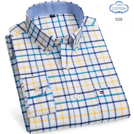 2026 New IN Shirt  Designer Clothes 100% Pure Cotton Oxford Shirts for Men Long Sleeve  Plaid Shirt Striped Male BusinessTartan