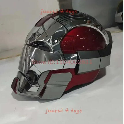 Silver Red MK5 pro Max Helmet Collectible Ornament - Voice Remote Control Automatic Functions Upgrade Version Ideal Gift