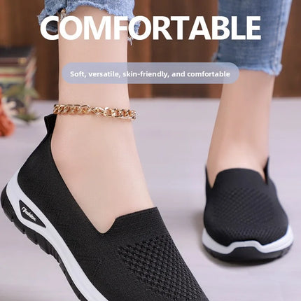 Women Walking Shoes High Quality Women Tennis Sneakers Fashion Lady Breathable Shoe Slip On Knit Upper Non Slip Workout 2025