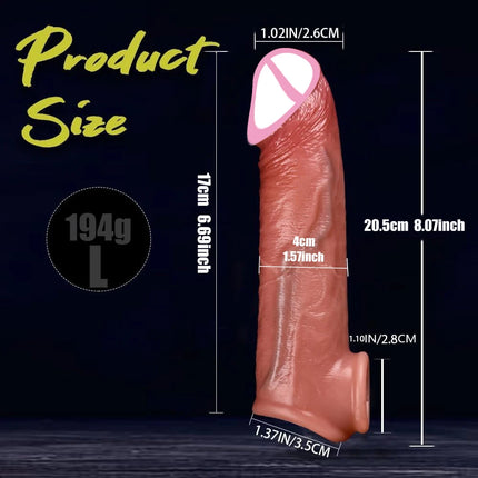Reusable Penis Sleeve with Cock Ring Sex Toy Penis Extender Penis Enlarger Penis Pump Enlargement Adult Sex Toys for Men Couples