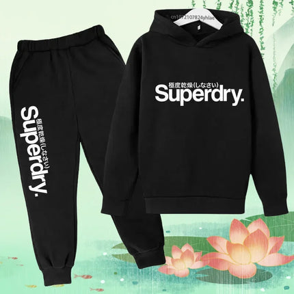 Printemps automne pull à capuche enfants tenues enfants loisirs lettre imprimer 2 pièces sweat à capuche + pantalon survêtements