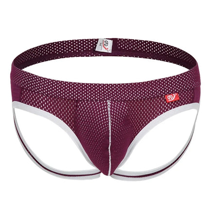 Sexy Gay Men Mesh Jockstrap Underwear Sissy Panties Cueca Tanga Male Thong G String Hollow Out Strap Briefs Erotic Lingerie