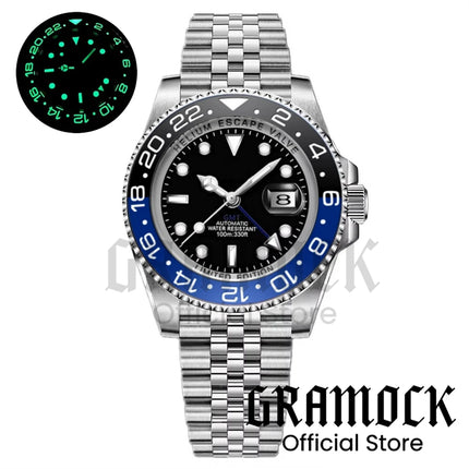 Black Purple GMT Automatic Men Watches 40mm SEA Mechanical Wristwatch Sapphire Glass Polished Strap Steel Diving NH34A Movement
