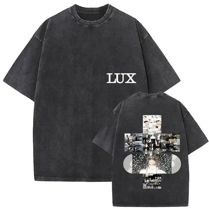 Harajuku Vintage Clothing  Vintage Washed Rosalia Lux Tour 2025 T Shirt Harajuku Aesthetic Oversized T-shirts Unisex