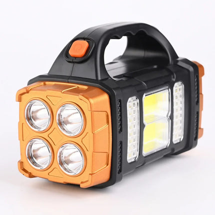 Powerful Handheld Flashlight USB Rechargeable Torch Super Bright Solar COB Floodlight Outdoor Portable Emergency Camping Lamp