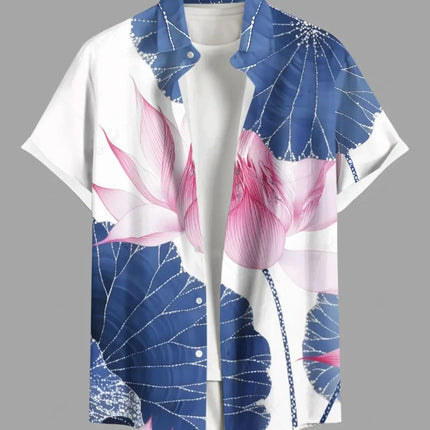 Fashion Men's Hawaiian Shirts 3D Printed Short Sleeved Button Down Lapel Shirts Oversized Tops Summer Casual Aloha Shirt For Men