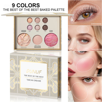 All-in-one Makeup Palette with Eye Shadow, Contouring, Blush, Highlighter, and Eyelid Brightening in One; Versatile Makeup