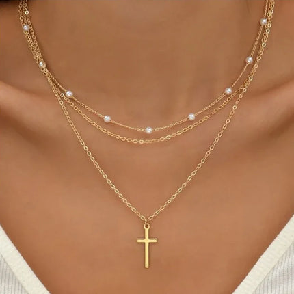 Multilayer Pearl Heart Pendant Necklace / Collier Pendentif Perle Multicouche