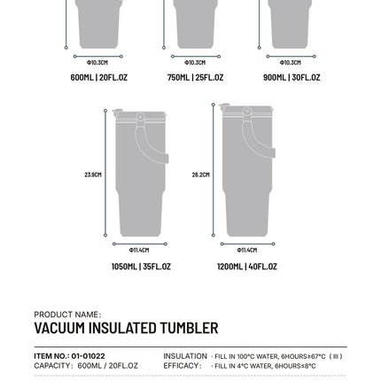 TYESO 600/900/1200ML Travel Coffee Mug Stainless Steel Double Walled Vacuum Water Bottle Tumbler Thermo Bottle Insulated Cup