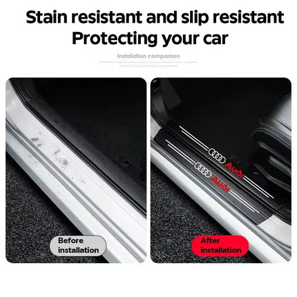High-quality Carbon Fiber Car Door Sill Protector Sticker For quattro Audi Q5 Q3 Q2 Q7 A3 B5 B6 B7 B8 B9 8P A4 C6 C5 A1 A6 A7