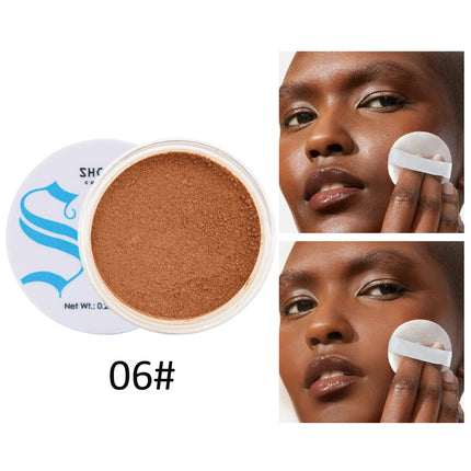 Matte Face Pressed Powder 24 Hours Oil Control Natural Setting Powder Foundation Full Coverage Waterproof Lasting Makeup