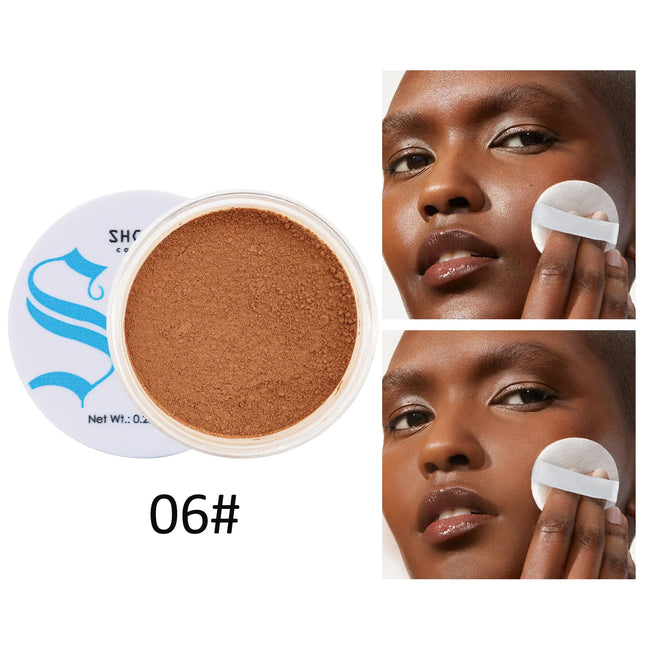 Matte Face Pressed Powder 24 Hours Oil Control Natural Setting Powder Foundation Full Coverage Waterproof Lasting Makeup