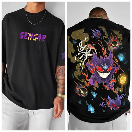Pokémon Anime 2025 Summer Men's Harajuku T-Shirt Streetwear Cool Printed Loose Fit Casual Outdoor Short Sleeve Parent Child Top