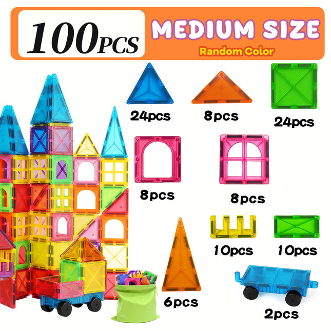Children's Magnetic Building Blocks Set, Stem Educational Toy, Stacking and Puzzle Set, Birthday and Holiday Gift, Creative Play