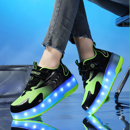 Kids Sneakers USB Recharge Light Up Skates Shoes Boys Girls Casual Skateboarding Shoe Roller Skate Outdoor Sports Shoes With LED