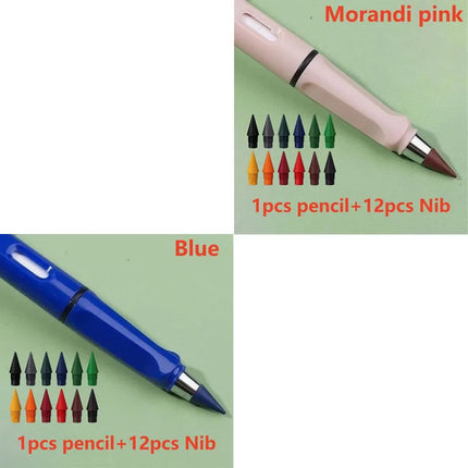 1/2set Kawaii 12 Colors Eternal Pencil No Ink Unlimited Pencils School Kids Art Painting Color Sketch Writing Stationery