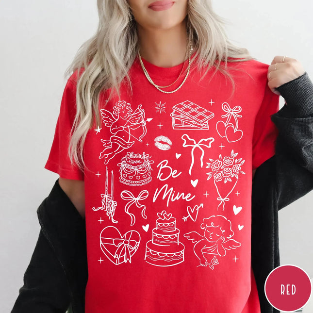 Women's Valentine's Vintage Cards T-Shirt Unisex Cotton Oversized Streetwear Short Sleeve Suitable for All Seasons