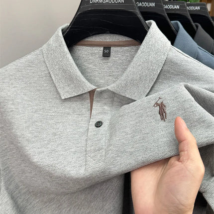 100% pure cotton men's short-sleeved polo shirt, hot-selling summer fashionable horse logo embroidery classic Paul casual T-shirt
