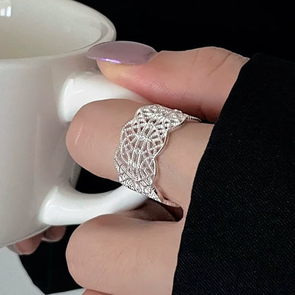 PANJBJ 925 Sterling Silver Four-pointed Star Shining Zircon Ring High-end Personalized Opening Adjustable Jewelry