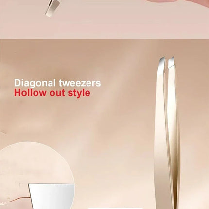 Stainless Steel Precision Tweezers for Eyebrows, Eyelashes, Beard & Mustache High-Accuracy Round Head, Seamless Clamping