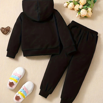 Baby Girl Baby Fashion Butterfly Pattern Hoodie+Sports Pants Two Piece Set Spring and Autumn Gift