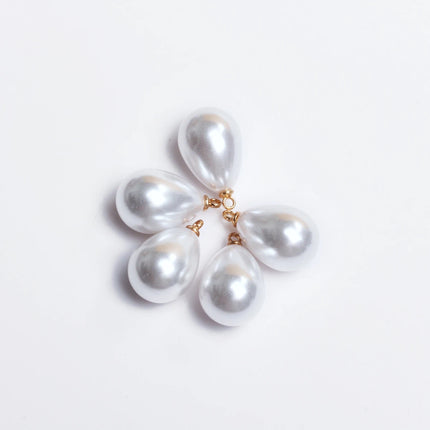 5Pcs/bag 10/14/16/18mm White Imitation Pearl Water Drop Pendant DIY Earrings Necklace Bracelet Brooch Jewelry Makings